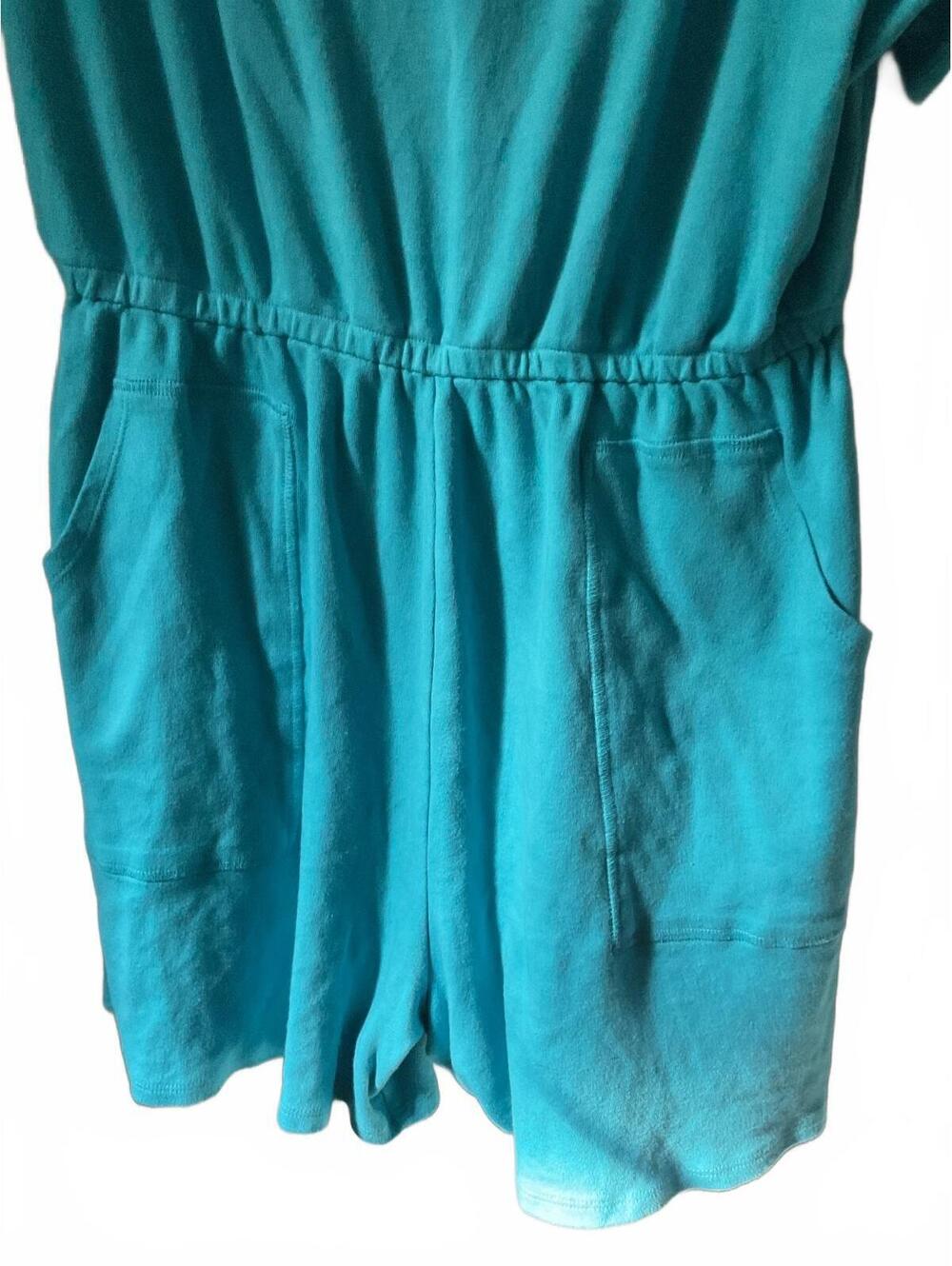 Zenana Women's Turquoise Short Sleeve Romper with Pockets Size 1X - Picture 4 of 10